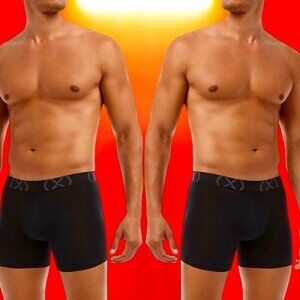 2XIST Men's Black 3PK Stretch 6” Boxer Briefs L Large